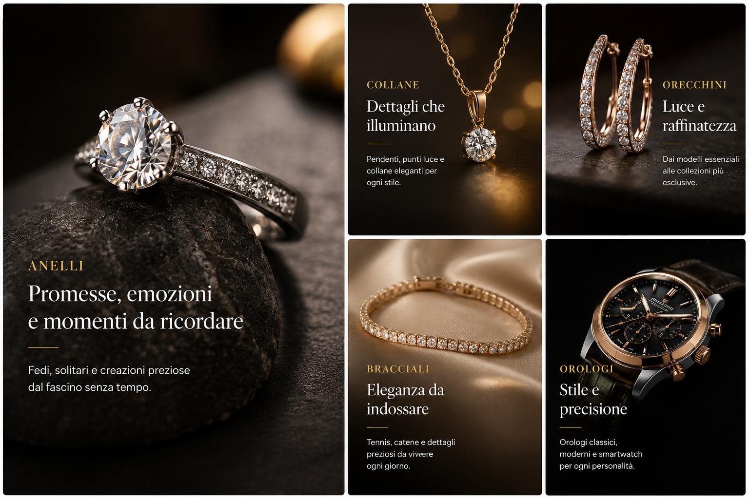 Collezioni Follie d'Oro - Anelli, collane, orecchini, bracciali e orologi