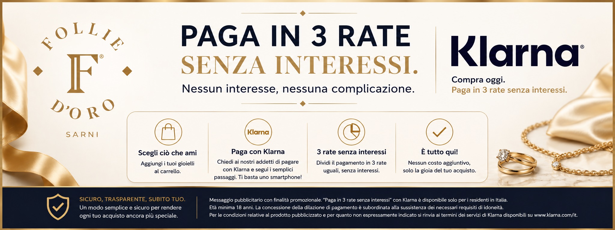 Paga in 3 rate senza interessi con Klarna