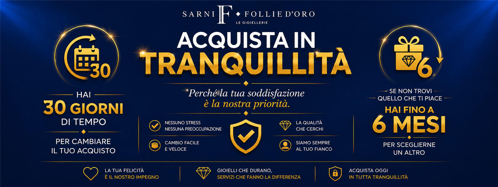 Resi e cambi Follie d'Oro - Acquista in tranquillità